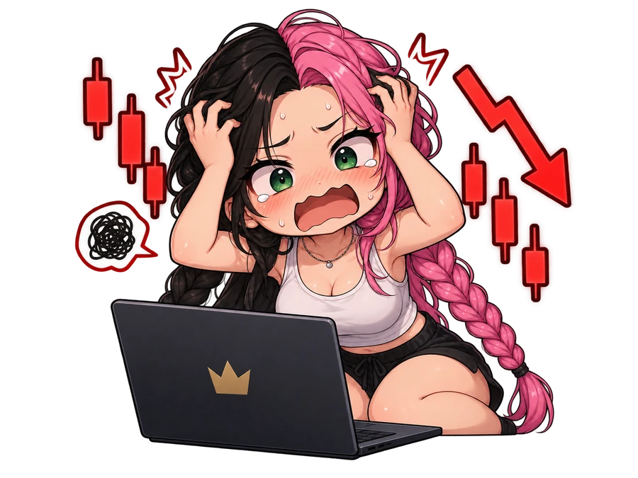An overwhelmed trader reacting to a falling market